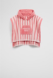 Cotton Stripe Logo Poncho