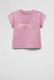 Organically Grown Cotton Sequin Logo T-Shirt