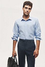 Regular Fit Grid Check Travel Shirt