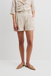 Organically Grown Linen Tuck Front Short