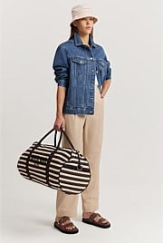 Australian Cotton Flocked Stripe Logo Tote