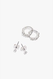 Multi Stone Hoop Earring Pack of 2