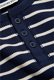 Organically Grown Cotton Stripe Waffle Henley