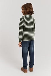 Organically Grown Cotton Stripe Waffle Henley