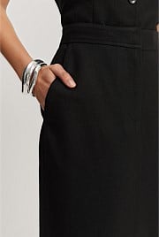 Herringbone Front Split Midi Skirt