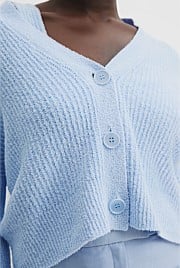 Organically Grown Cotton Boucle Knit Crop Cardigan