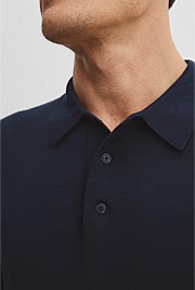 Cotton Silk Button Knit Polo