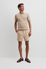 Cotton Silk Button Knit Polo