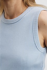 Australian Cotton Blend High Neck Rib Tank