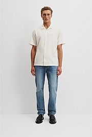 Short Sleeve Revere Jacquard Shirt