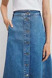 A-Line Denim Midi Skirt