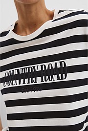 Verified Australian Cotton Stripe Heritage Embroidered T-Shirt