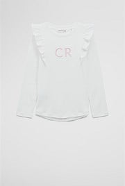 Australian Cotton Long Sleeve Logo Frill T-Shirt