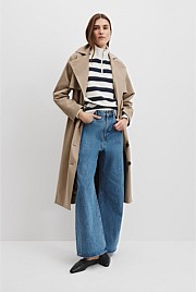 Cotton Stripe Logo Neck Zip Sweat