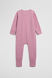 Organically Grown Cotton Blend Logo Zip Jumpsuit