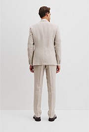 Regular Fit Linen Single Breasted Check Jacket