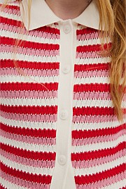 Teen Australian Cotton Stripe Polo Knit Top