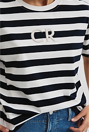 Australian Cotton Stripe CR Logo T-Shirt