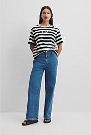 Australian Cotton Stripe CR Logo T-Shirt
