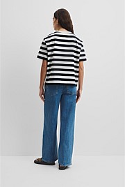 Australian Cotton Stripe CR Logo T-Shirt
