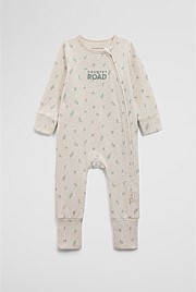 Organically Grown Cotton Blend Logo Zip Jumpsuit