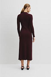 Rib Zip Neck Knit Dress