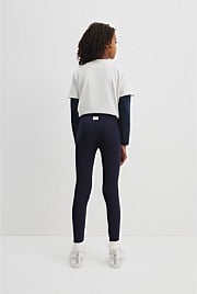 Organically Grown Cotton Blend Solid Rib Legging