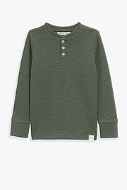 Organically Grown Cotton Blend Slub Texture Henley