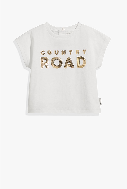 Organically Grown Cotton Logo Sequin T-Shirt