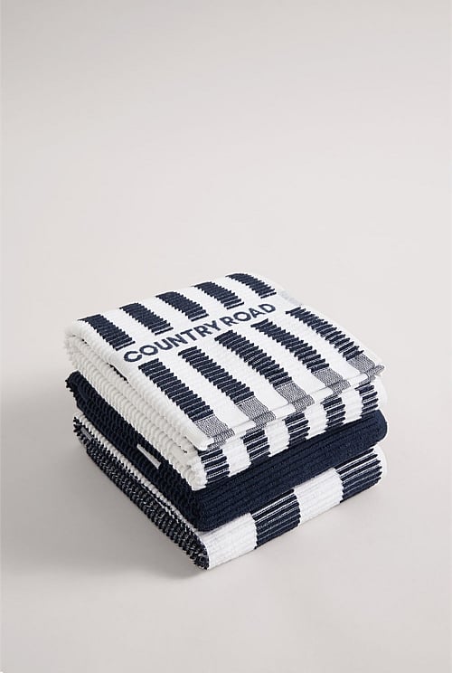 CR Stripe Australian Cotton Tea Towel Pack of 3