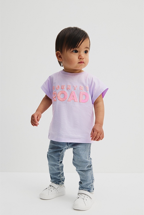 Organically Grown Cotton Sequin Logo T-Shirt