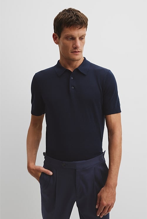 Cotton Silk Button Knit Polo