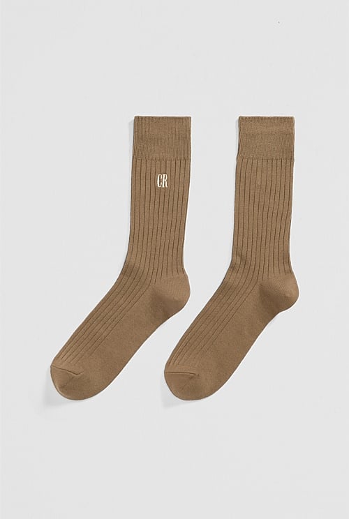 Australian Cotton Blend Country Road Ribbed Crew Sock