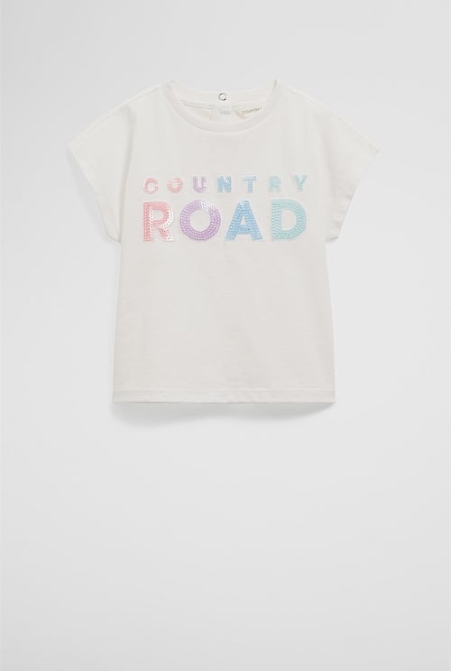 Organically Grown Cotton Sequin Logo T-Shirt