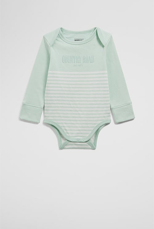 Organically Grown Cotton Stripe Long Sleeve Heritage Bodysuit