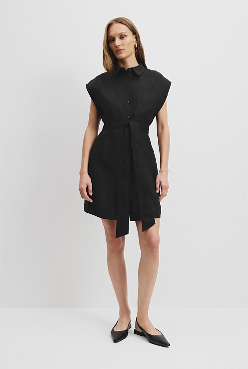 Organically Grown Linen Pocket Detail Dress