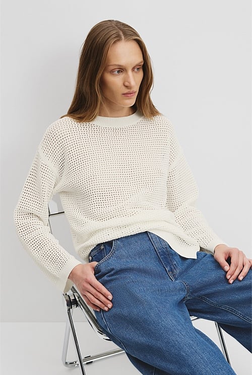 Organically Grown Cotton Relaxed Crochet Knit