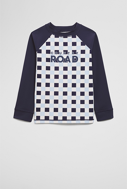 Recycled Nylon Blend Check Logo Rash Vest