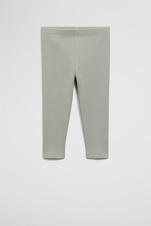 Organically Grown Cotton Blend Solid Rib Legging