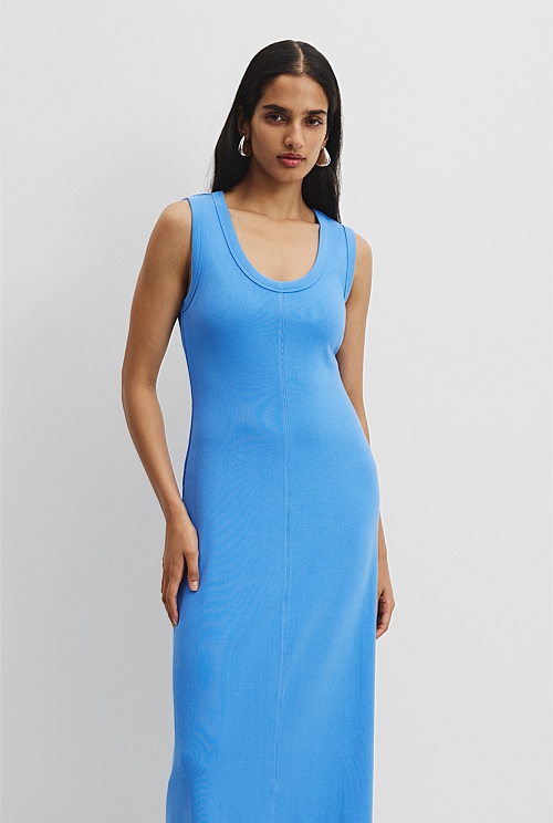 Australian Cotton Blend Rib Scoop Dress