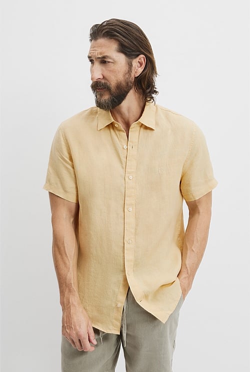 Regular Fit Organically Grown Linen Short Sleeve Shirt