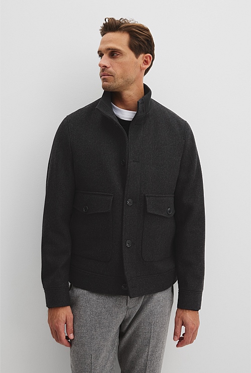 Wool Funnel Neck Jacket