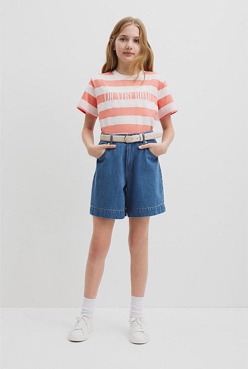 Hi Rise Denim Short