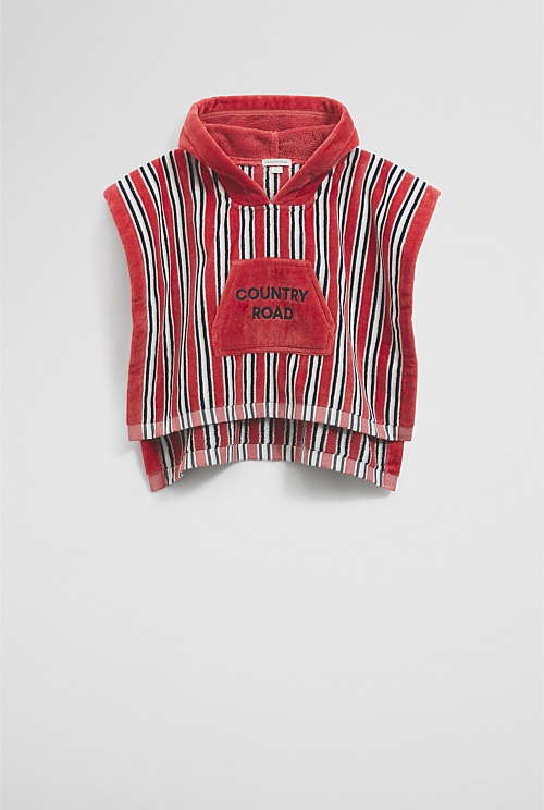 Cotton Stripe Logo Poncho