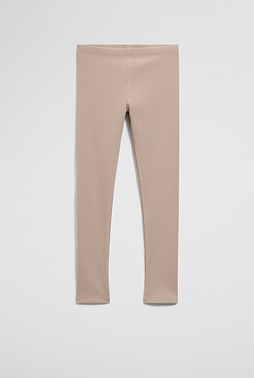 Organically Grown Cotton Blend Solid Rib Legging