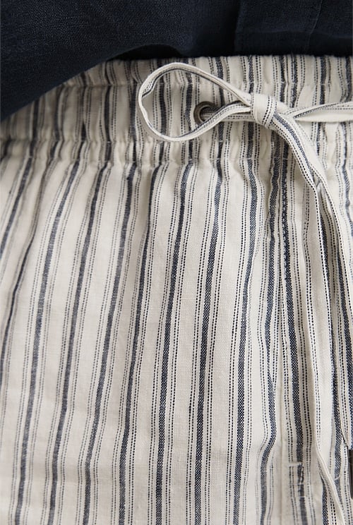 Organically Grown Linen Stripe Drawcord Short