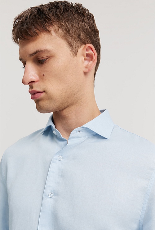 Tailored Fit Cotton Linen Shirt