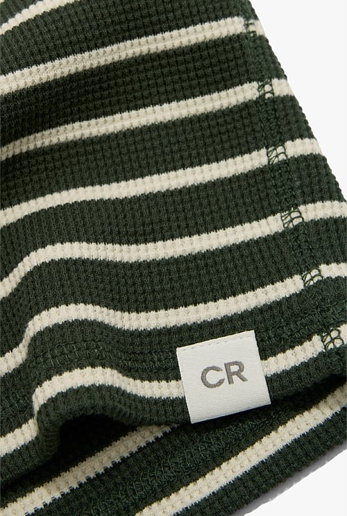 Organically Grown Cotton Stripe Waffle Henley