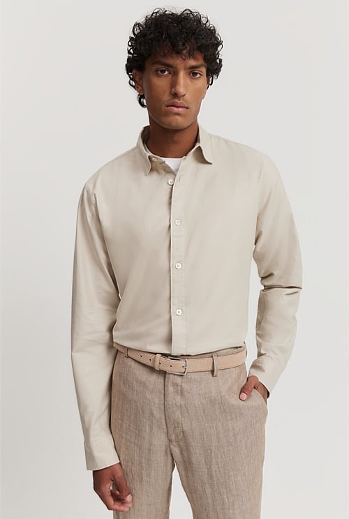 Regular Fit Australian Good Earth Cotton Brushed Twill Shirt