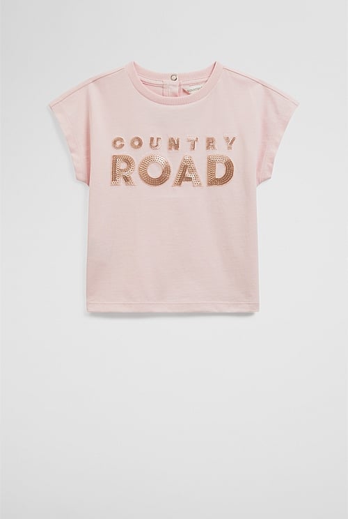 Organically Grown Cotton Sequin Logo T-Shirt